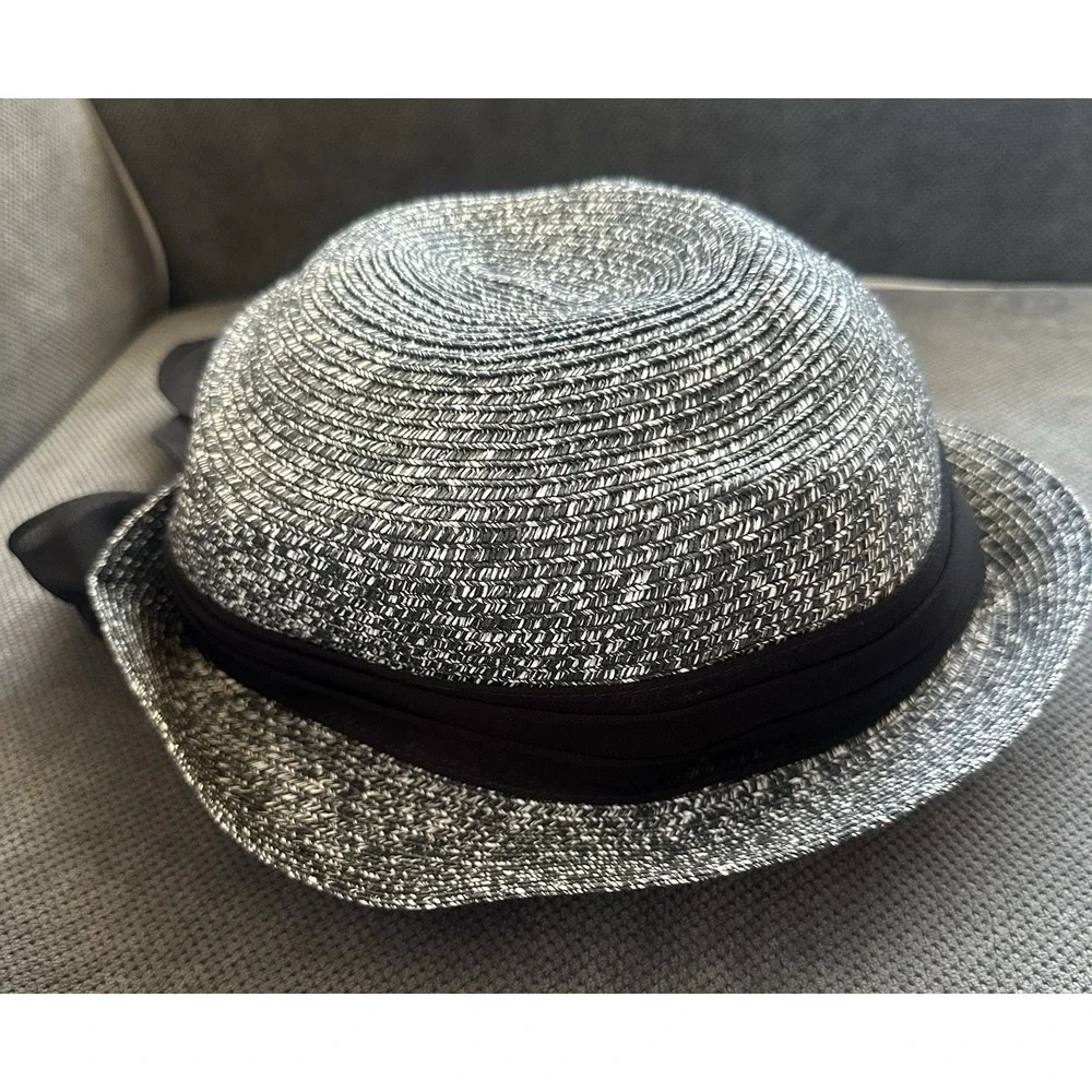Goorin Bros Hat 100% Paper Woman's Large NWT‎ Black And White Bow